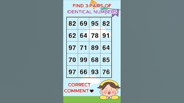 Find 3 pairs of identical numbers /Dementia Prevention Quizzes/Dementia Tests.182
