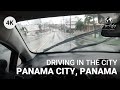 Car Driving In Rainy day - Panama City, Panama | 4K 60FPS POV Tour | Engine white noise