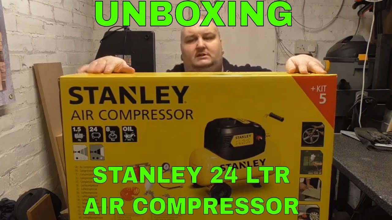 STANLEY DST 150/8/24 SXCMS1324H Electric Wheeled Air Compressor - 24 L -  oilless - Assembly tutorial 