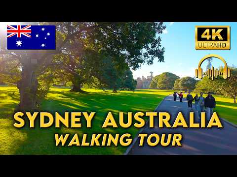 WALKING TOUR SYDNEY AUSTRALIA | Sunny Saturday Afternoon in Botanic Gardens | 4KUHD | Binaural Audio