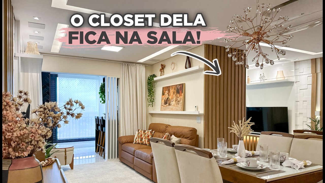Ela tem um CLOSET ESCONDIDO na SALA do APÊ de 72M² com muito ROSE GOLD e LEDS | Gaby Garciia