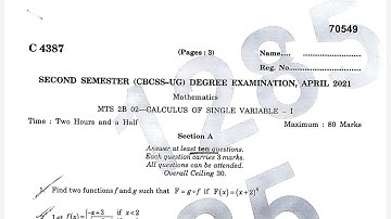#calicutuniversity #secondsem Calculus of single variable 1 #coremaths Question paper 2021