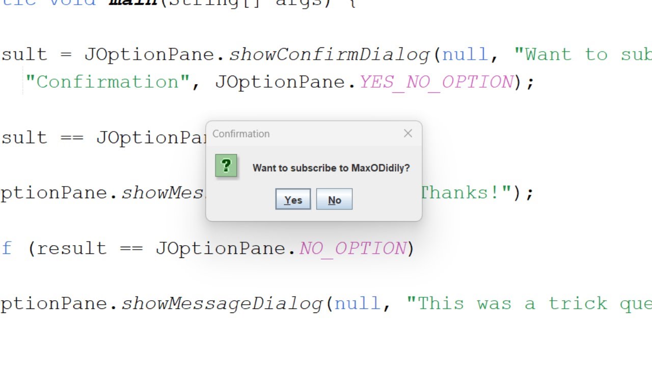Java JOptionPane Yes No Confirm Dialog Box Get User Input Simple Java JOptionPane Yes No Confirm Dialog Box Get User Input Simple