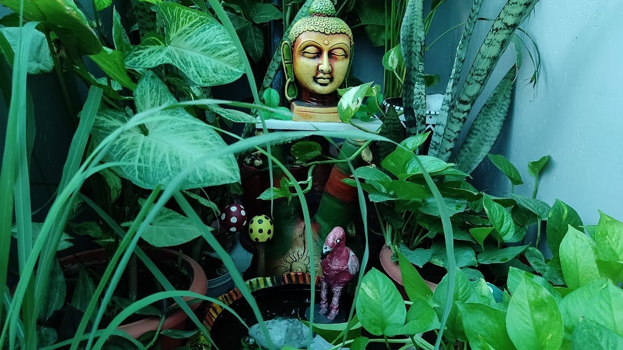 Small space balcony zen garden🌿🌿/Mini setup /Diy fountain⛲⛲