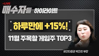 하루만에 +15% 상승 11월 주목할 게임주 TOP3 | 매수자들 종목 하이라이트