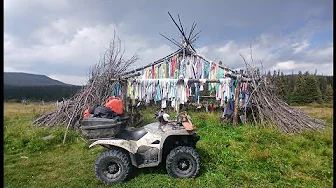 Atv at cadomin Native ceremony place in mountains wild horses hanging around nordegg alberta 