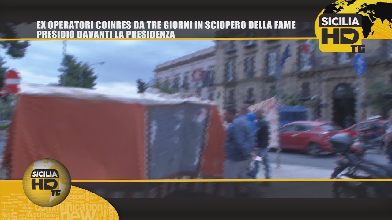 091TG EX OPERATORI COINRES DA TRE GIORNI IN SCIOPERO DELLA FAME, PRESIDIO DAVANTI LA PRESIDENZA sicilian mafia