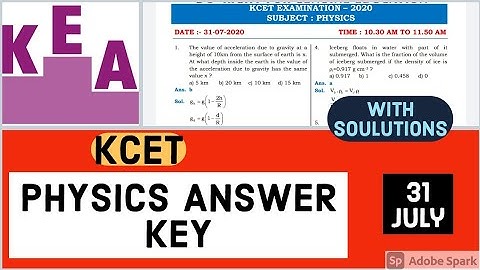 KCET PHYSICS  2020 ANSWER KEY |WITH SOLUTIONS| 31 JULY