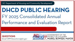 DHCD Public Hearing: FY 2025 Consolidated Annual Performance and Evaluation Report - Dec 18, 2025