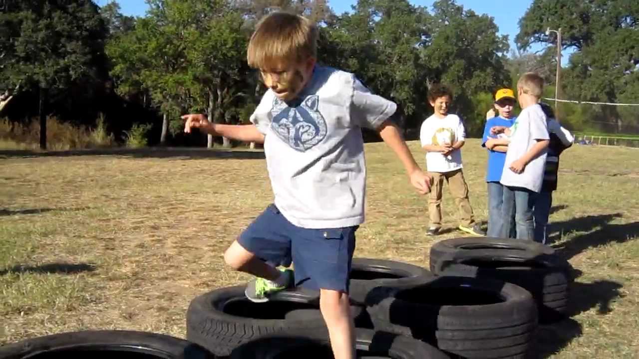 scouts running the tire course army style !! ) YouTube
