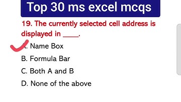 top 30 mcq on ms excel | ms excel mcq questions and answers