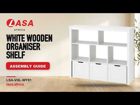 White Wooden Organiser Shelf with 6 Cubes & 3 Drawers – Assembly