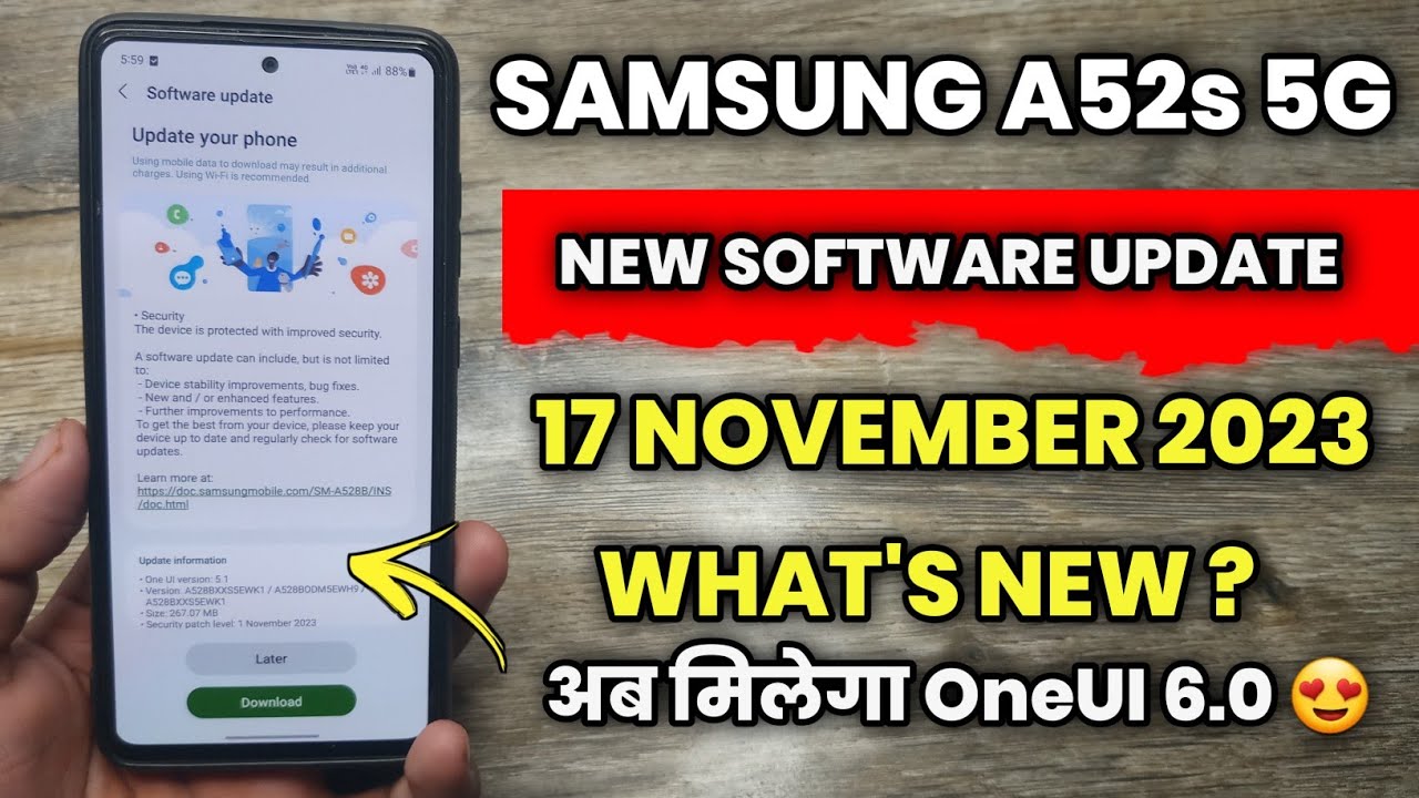Samsung A52s 5G : New Software Update | NOVEMBER 2023 | What's New ...