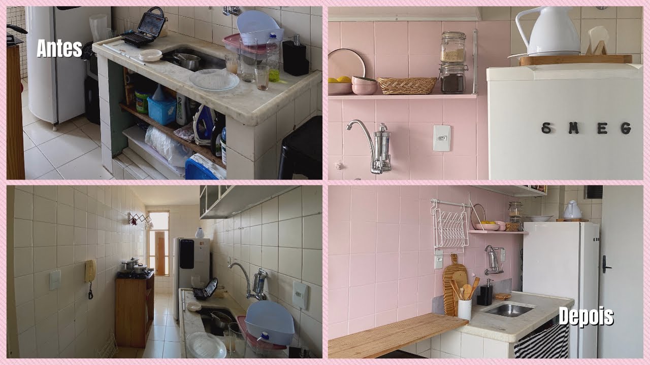 Transformação simples de cozinha antiga e alugada, com pouco dinheiro e boas ideias