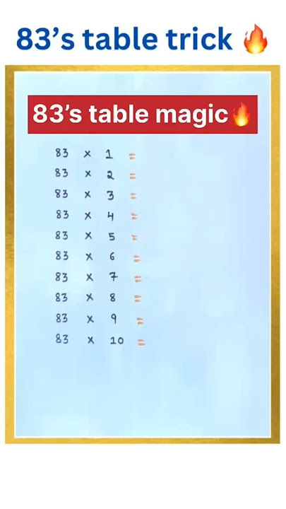 83’s table trick🔥#83timesmultiplicationtrick#fasttablelearninghacks