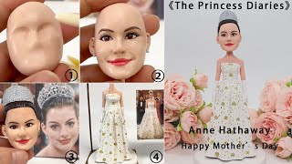 Turn Clay Sculpture To Anne Hathaway Figurines- Custom Handmade Clay Doll Tutorial-Figure Bobblehead