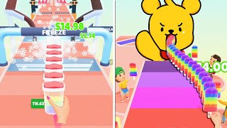 붓고 얼려서 맛있게 냠냠! 타키와 포오의 아이스크림 만들기! -캐릭온 모바일 게임 [Popsicle Stack] screenshot 2