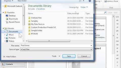 Outlook 2010 Create a vCard from a Contact