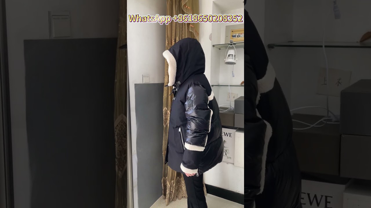 M-ackage Cyrah Arctic Black Down Jacket With Cream Shearling