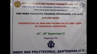One Week  Teachers Training Program (TTP- 2021)  Day one, Session  - III Profile