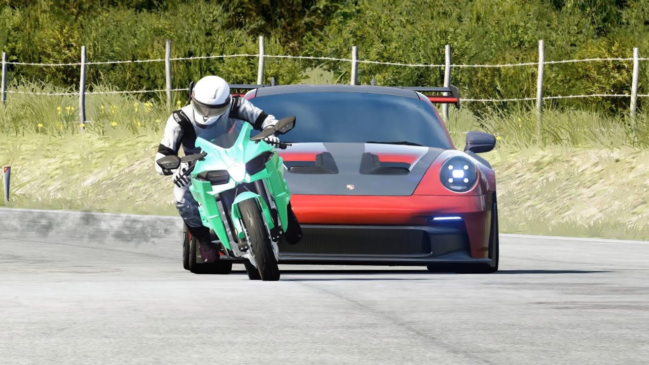 とと様 Kawasaki Ninja H2 vs Porsche 911/992 GT3 RS Pro Charged vs Honda