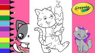 Coloring Crayola Cute Cat with Ice Cream Cone Coloring Book Page Sprinkled Donuts JR