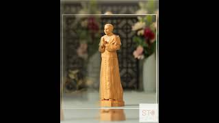 Hand Carved Pope Benedict XVI Wooden Statue: Catholic Home Decor