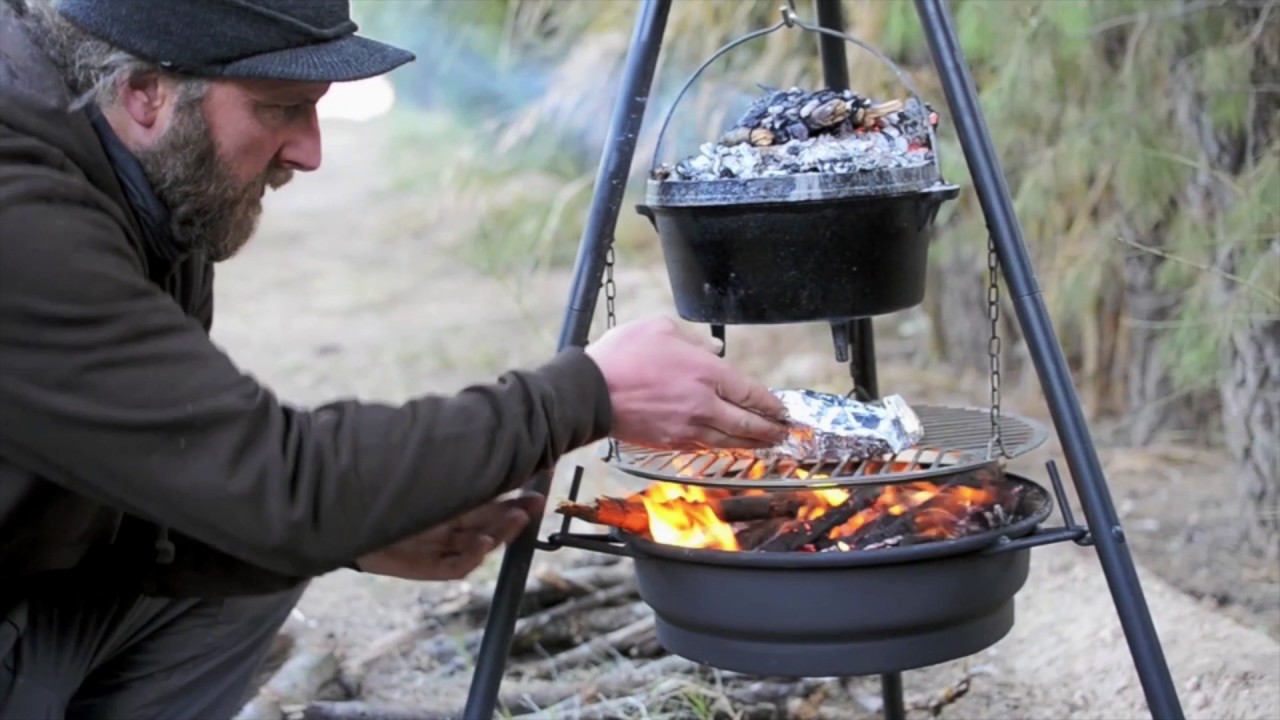 The Ultimate Campfire Kitchen, Fire Pit Tripod With Adjustable Hanging Grill
