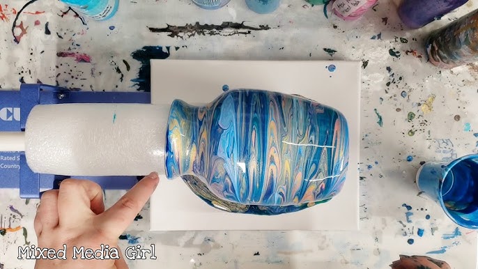 Dee Blue Acrylic Pour Coffee Mug by CraftyJenn