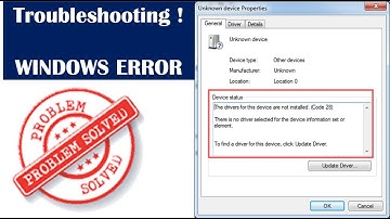 The Drivers for This Device Are Not Installed. (Code 28) Solution