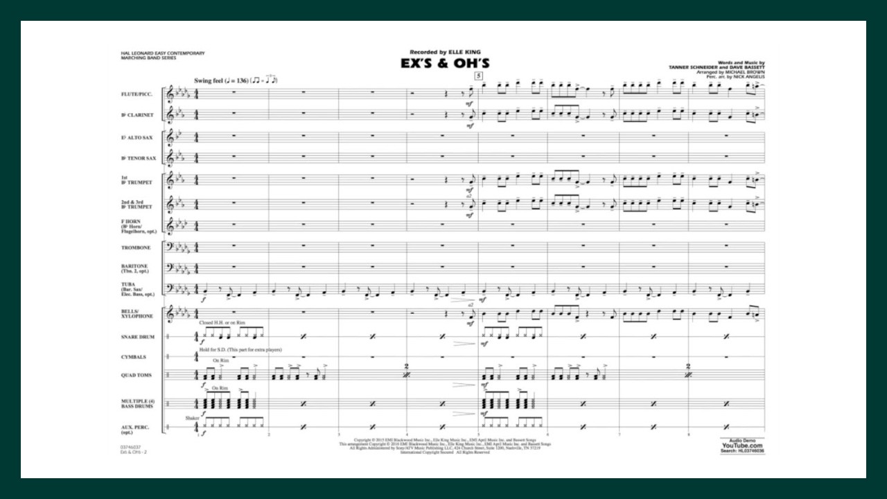 Tonton Ex's & Oh's by Elle King | Arr. Michael Brown & Nick Angelis | Easy Contemporary Marching Band di YouTube Tonton Ex's & Oh's by Elle King | Arr. Michael Brown & Nick Angelis | Easy Contemporary Marching Band di YouTube