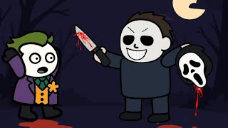 Epic Cartoon Fight Joker & Ghostface Vs Michael Myers & Predator