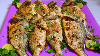 السمك المشوي بالزيت والليمون في الفرن بحشوة مميزة بديل للسمك المقلي _ Grilled fish in oil and lemon