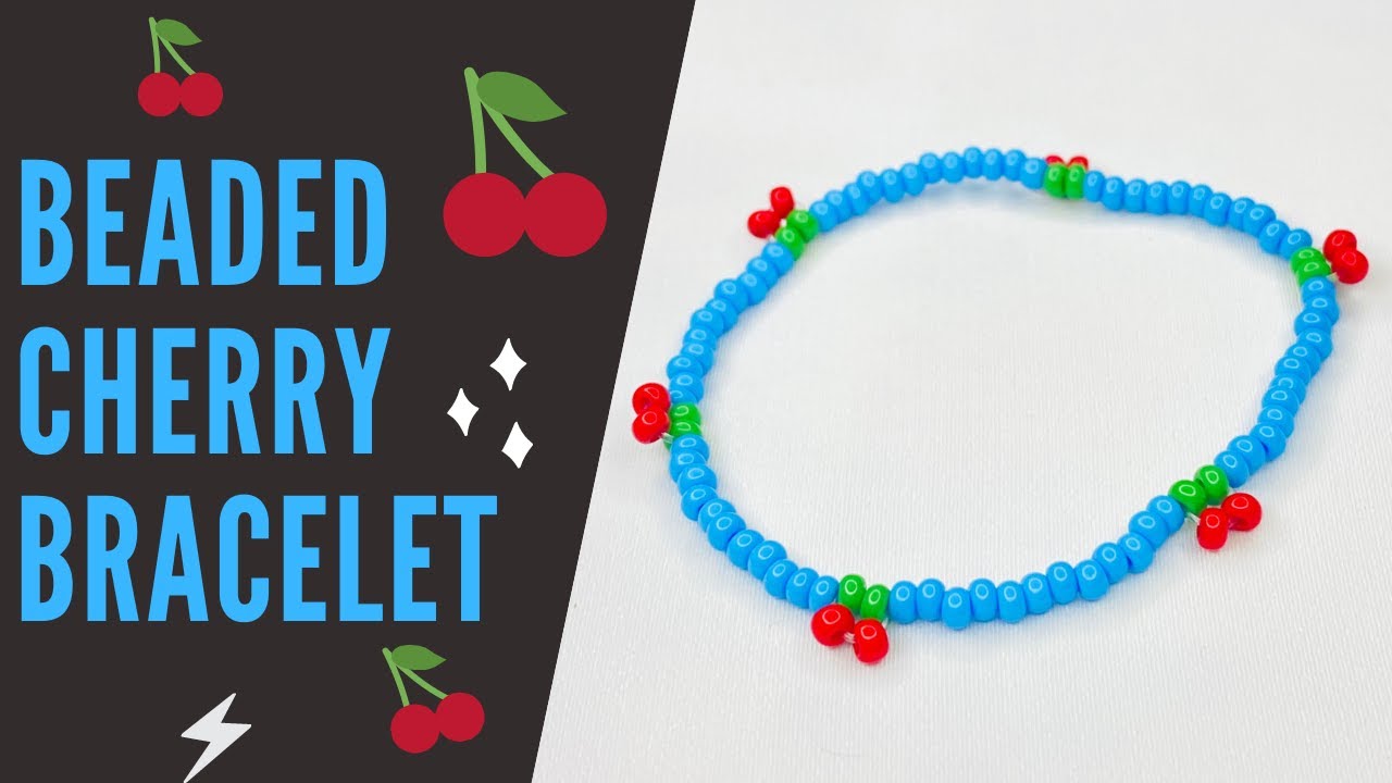 How to make simple summer bracelet with beads, cherry bracelet