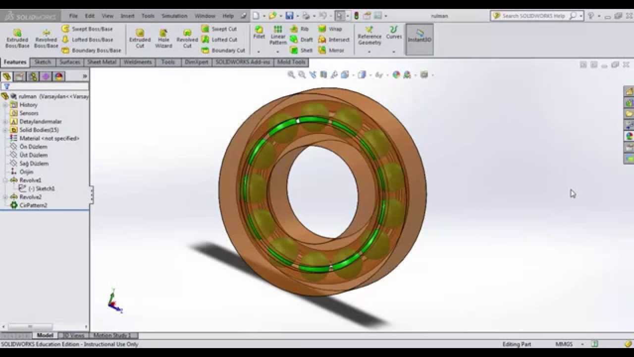 Bilyalı Yatak Rulman Revolve Solidworks Eğitim YouTube