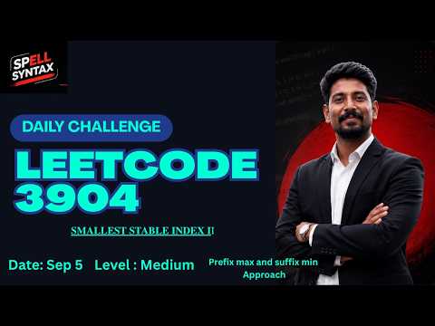 LeetCode 3904: Smallest Stable Index II | Prefix Max & Suffix Min | Java | SpellSyntax