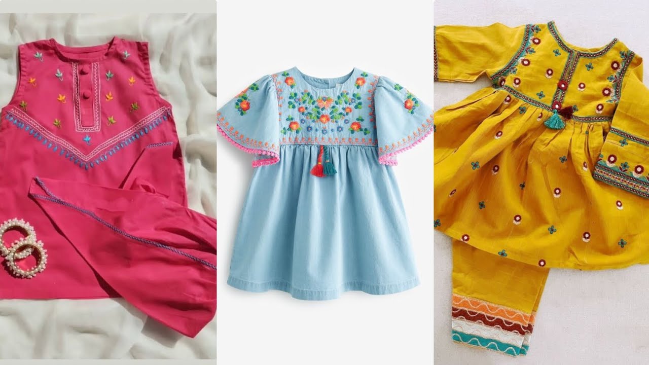 New Little baby girl embroidery designs unique and elegent stylish dresses, 👗 