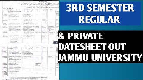 3rd semester regular & private datesheet out jammu University||jammu University latest news.