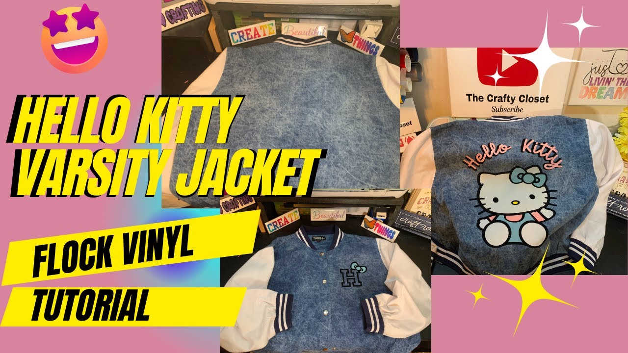Hello kitty Varsity jacket using Flock Vinyl| From plain to custom made ...