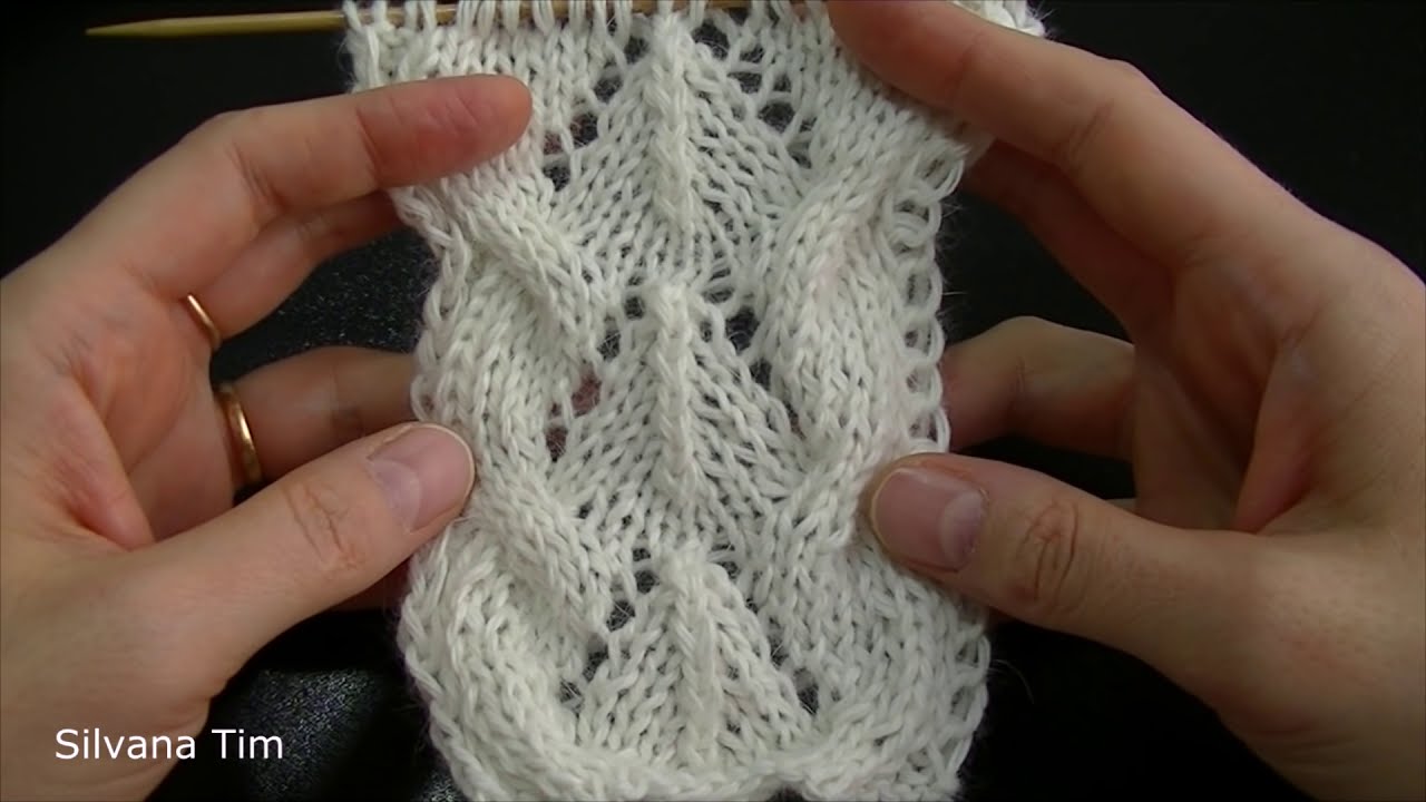 Como tejer Punto Trenza Calada. Punto Calado Tejido a dos agujas paso a paso № 805