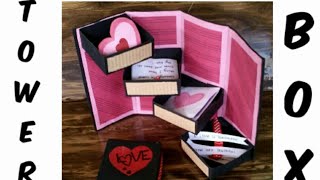#towerbox #birthday Tower gift box tutorial |stepper gift box tutorial |tower scrapbook idea