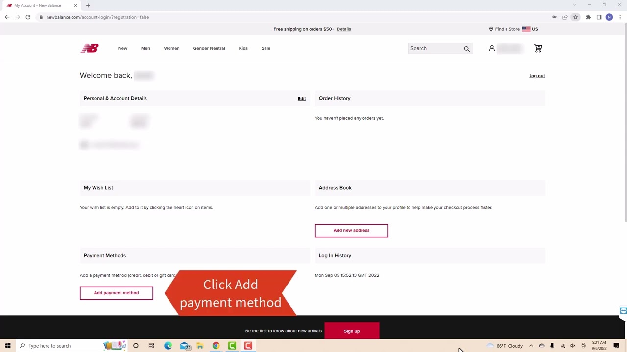 Add a Payment Method on Your New Balance Account YouTube