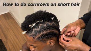 How to cornrow mens short hair. *Tips to getting clean parts* screenshot 5