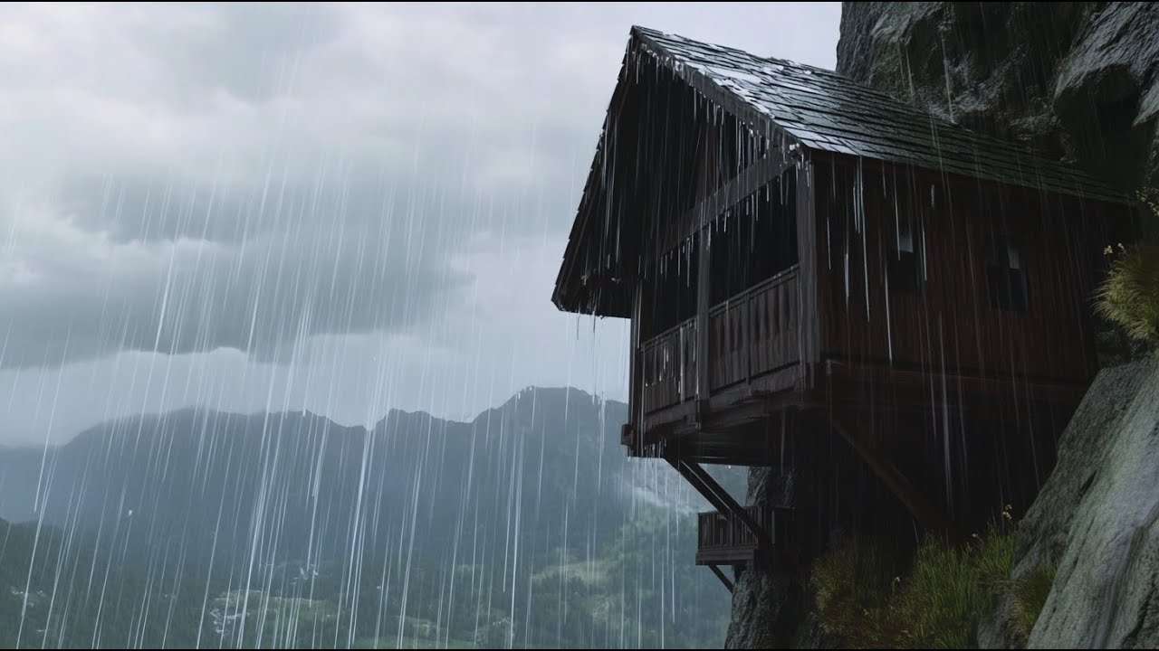 Cliffside Cabin in Thunderstorm | Immersive Rain Sounds for Sleeping and Calm Focus