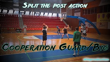 Basketball drill // Cooperation guard and big man // Pt1. Split the post action 🎬 🏀