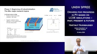 UNSW SPREE 20240412 Hartmut Nussbaumer  Drivers for progress in PV based on LCOE simulations