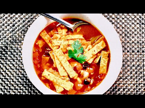 Vegan Black Bean Tortilla Soup - Easy one pot meal