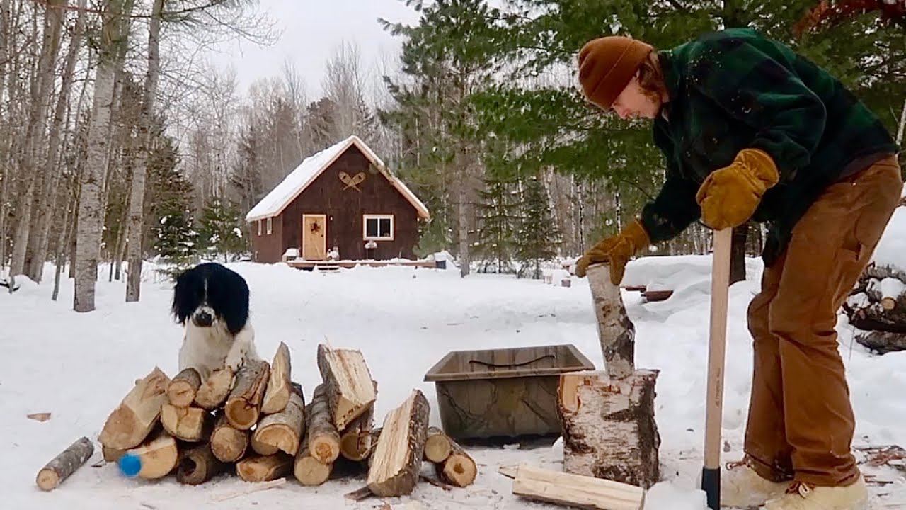 Off Grid Cabin Living: A Winter Day In The Life (Silent) - YouTube