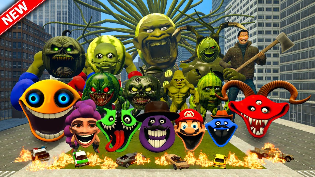 Epic Battle New Roblox Hungry Worm Family vs Lin Gang Melon Female Hungry Worm? The War Over in Gmod