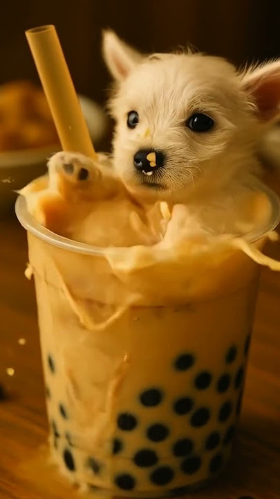 'Dog’s Milktea Pool: Splashing, Swimming & Licking Sweet Milktea 🍵🐶'
